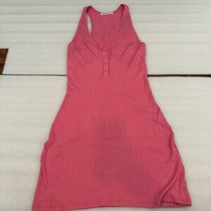 Reformation Pink Ribbed Sleeveless Dress